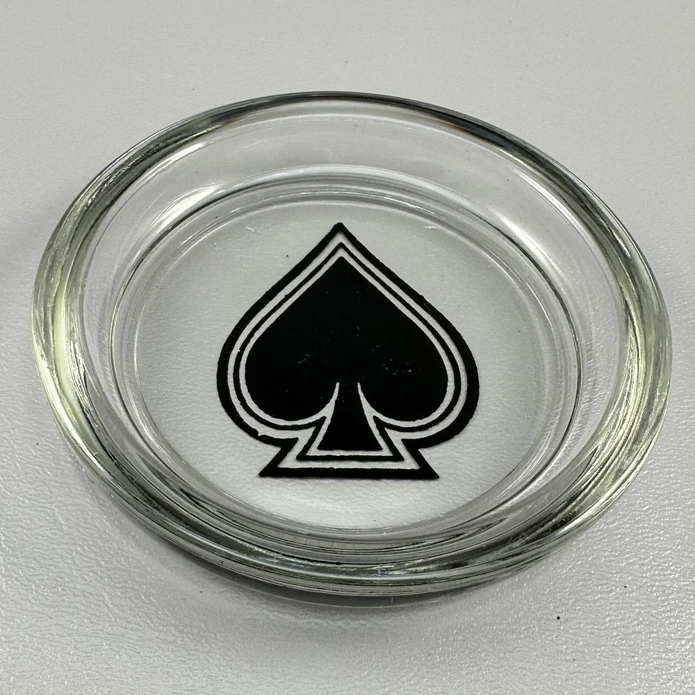 Set/4 Federal Glass Coasters Playing Card Suits 1950's MCM Poker Ash Tray Vtg